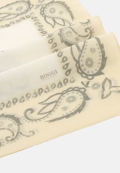 Paisley Print Cotton Bandana, Cream, hi-res
