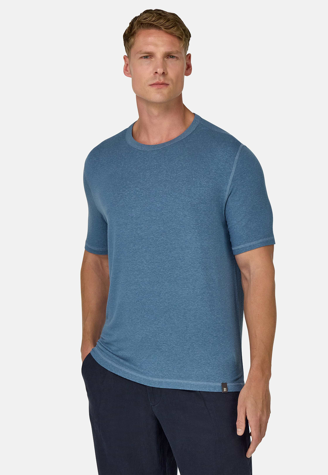 Cotton and Viscose Jersey T-Shirts, Air-blue, hi-res