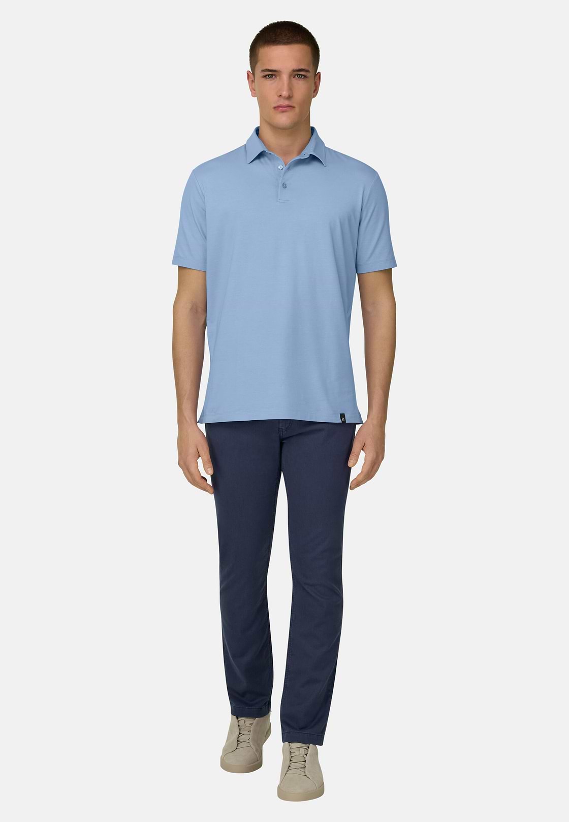 Polo In Cotone Supima Elasticizzato, Azzurro Chiaro, hi-res, 2