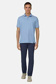 Polo In Cotone Supima Elasticizzato, Azzurro Chiaro, thumb, 2