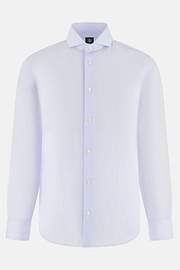 Camicia A Righe In Cotone Slim Fit, Azzurro, thumb, 6