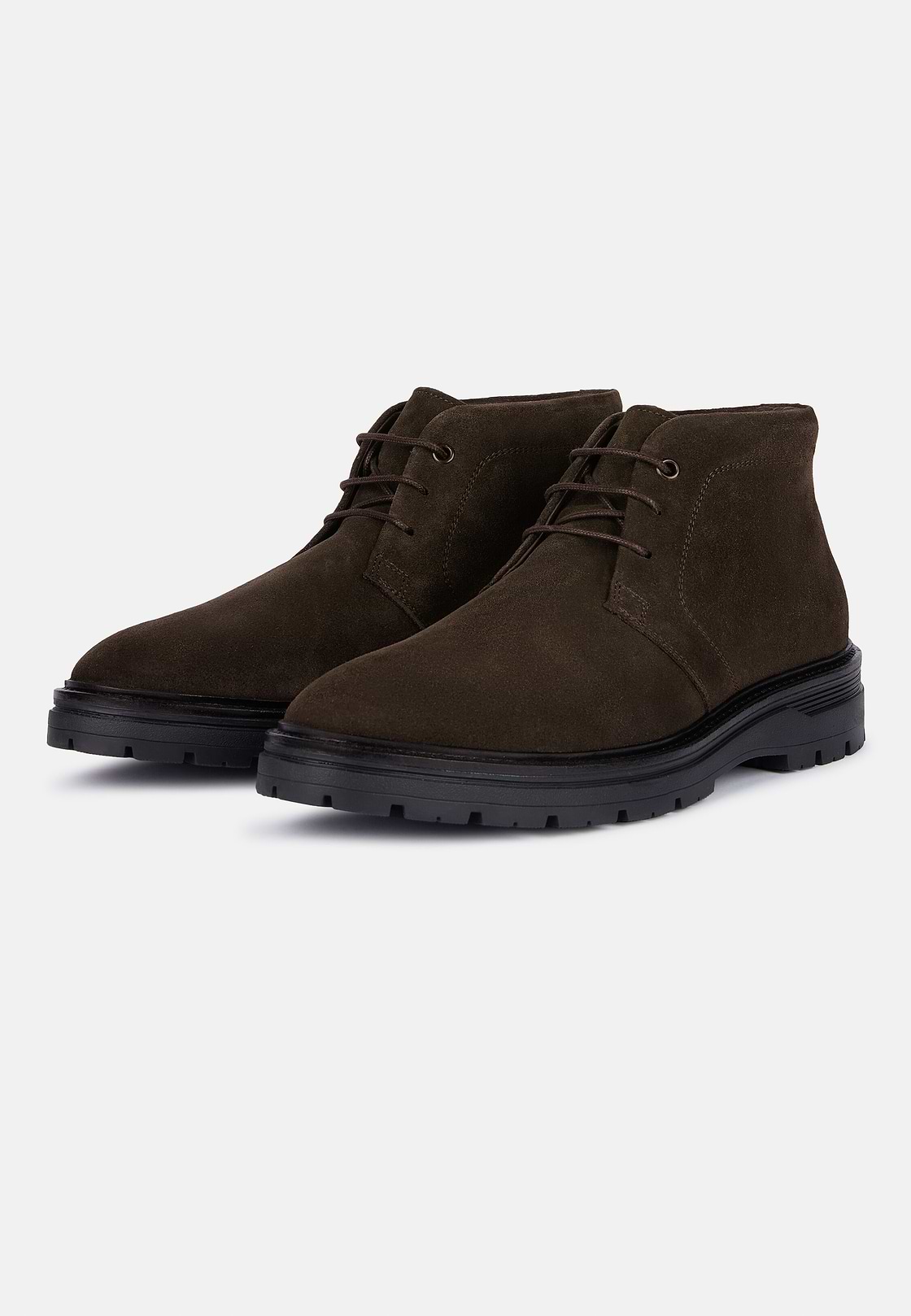 Suede Leather Ankle Boots, Brown, hi-res