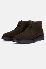 Suede Leather Ankle Boots, Brown, hi-res