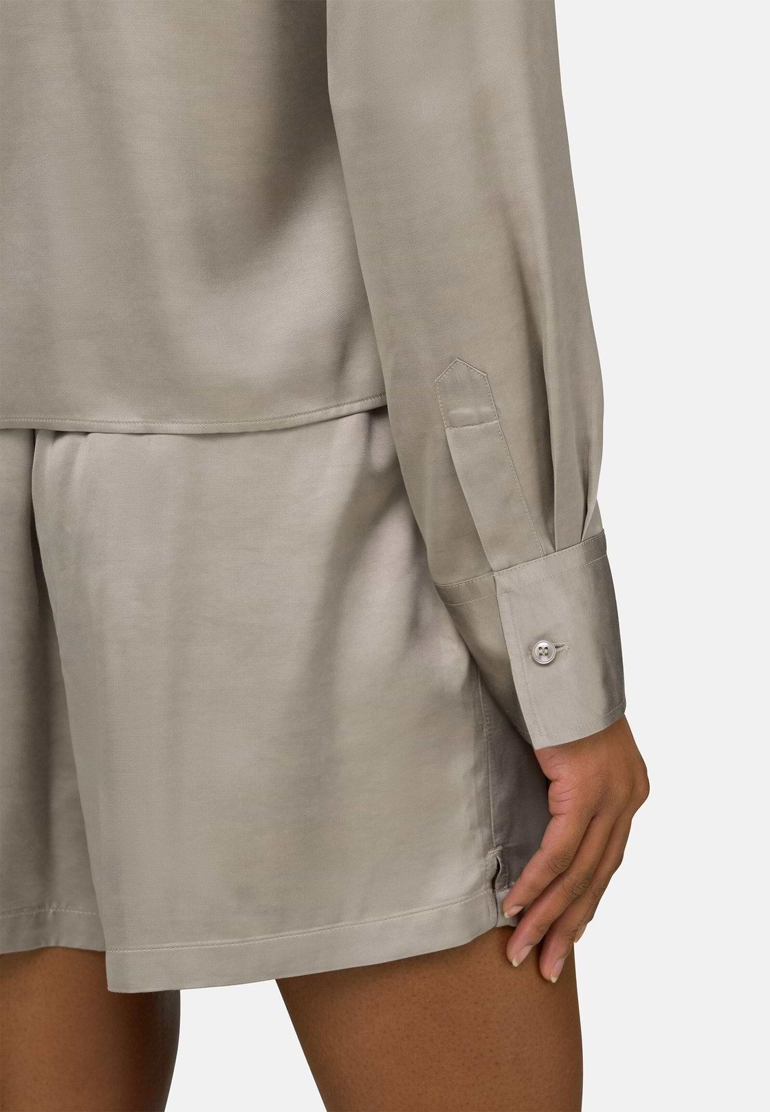 Hemd Aus Satin Regular Fit, Sand, hi-res, 4