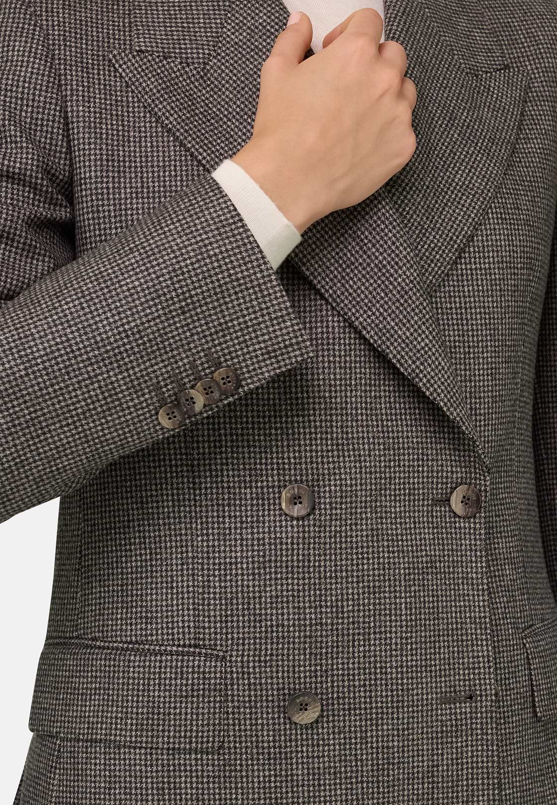 Blazer Double-Breasted in Wool, Taupe, hi-res, 3