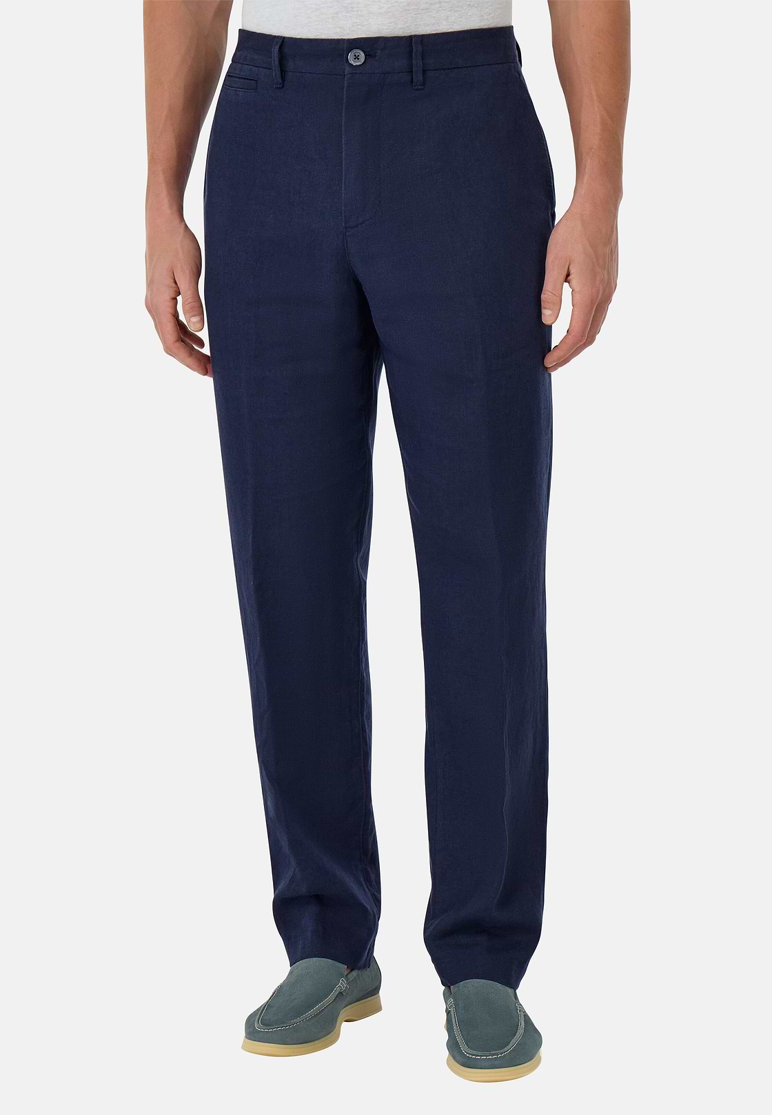 Pantalon En Lin, bleu marine, hi-res