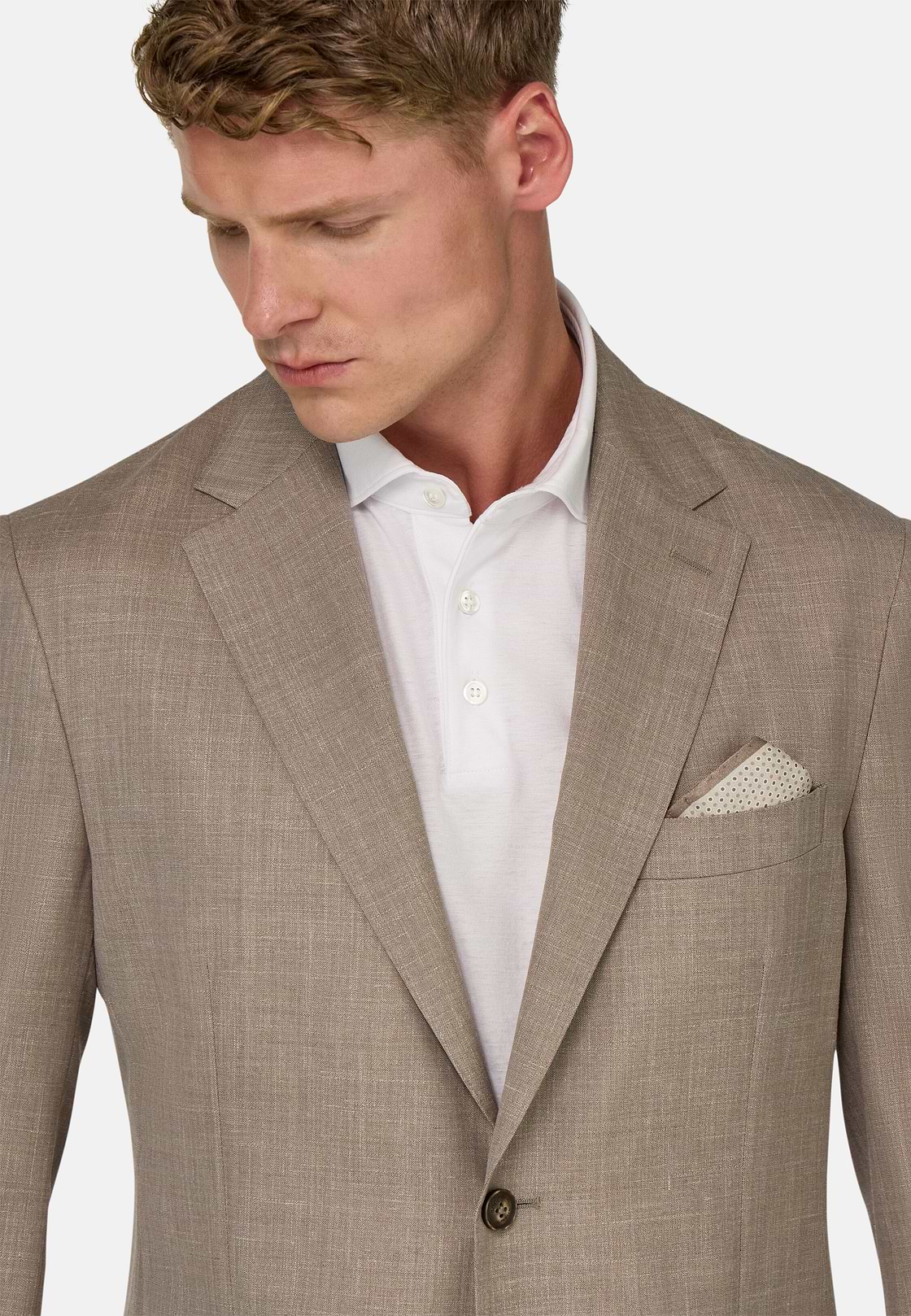 Wool, Linen and Silk Jacket, Taupe, hi-res