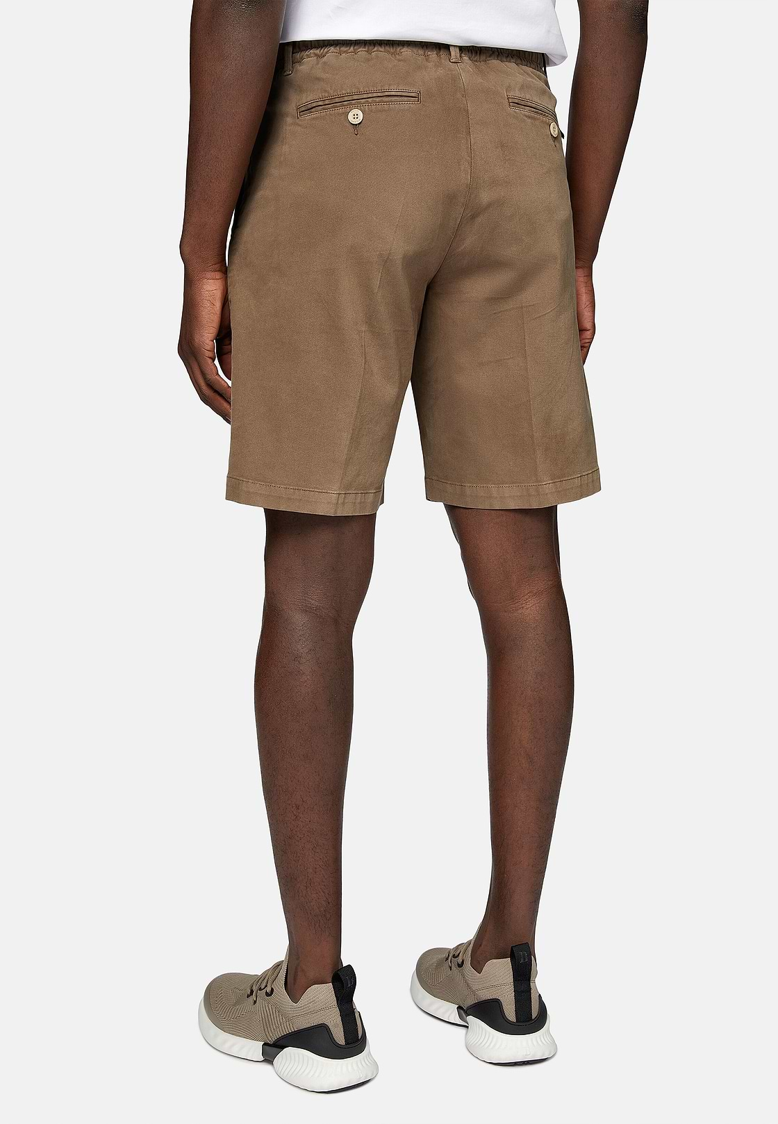 Stretch Cotton Summer Bermuda Shorts, Taupe, hi-res