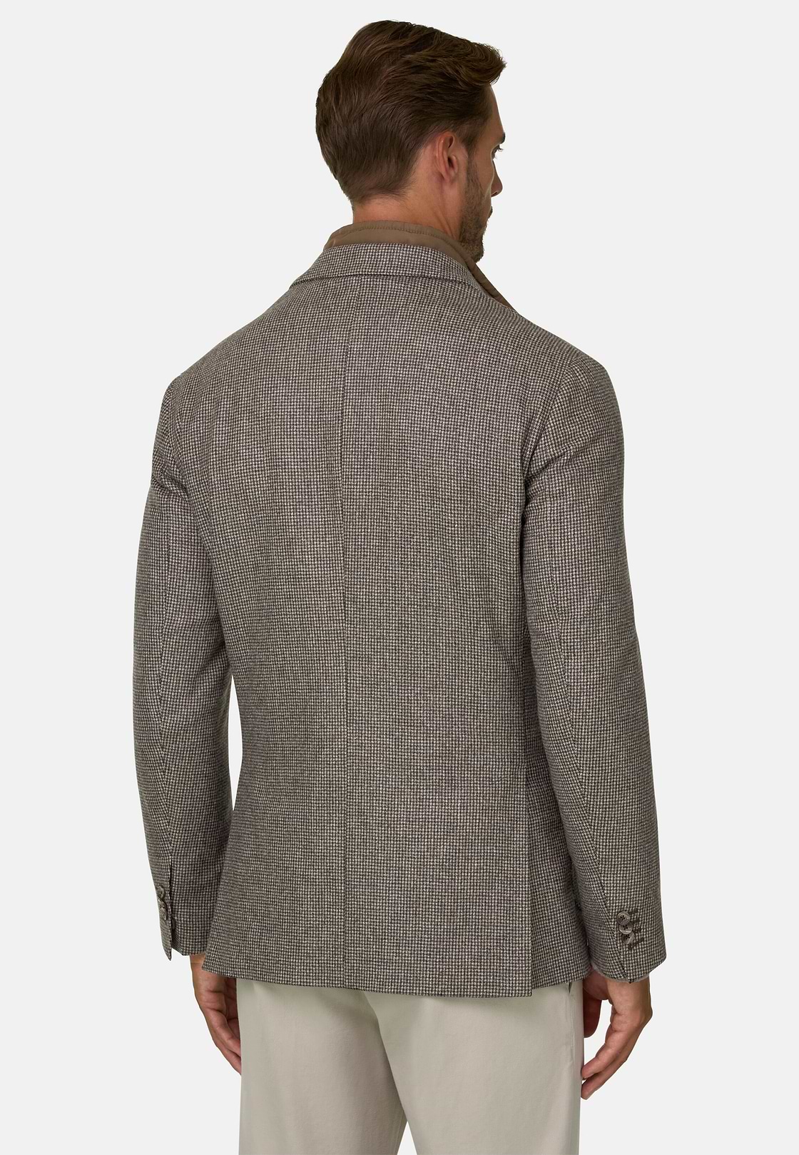 Blazer Houndstooth Wool Flannel, Taupe, hi-res, 4