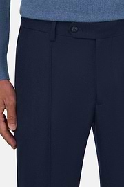 Trousers in Wool Flannel, Navy blue, thumb, 3