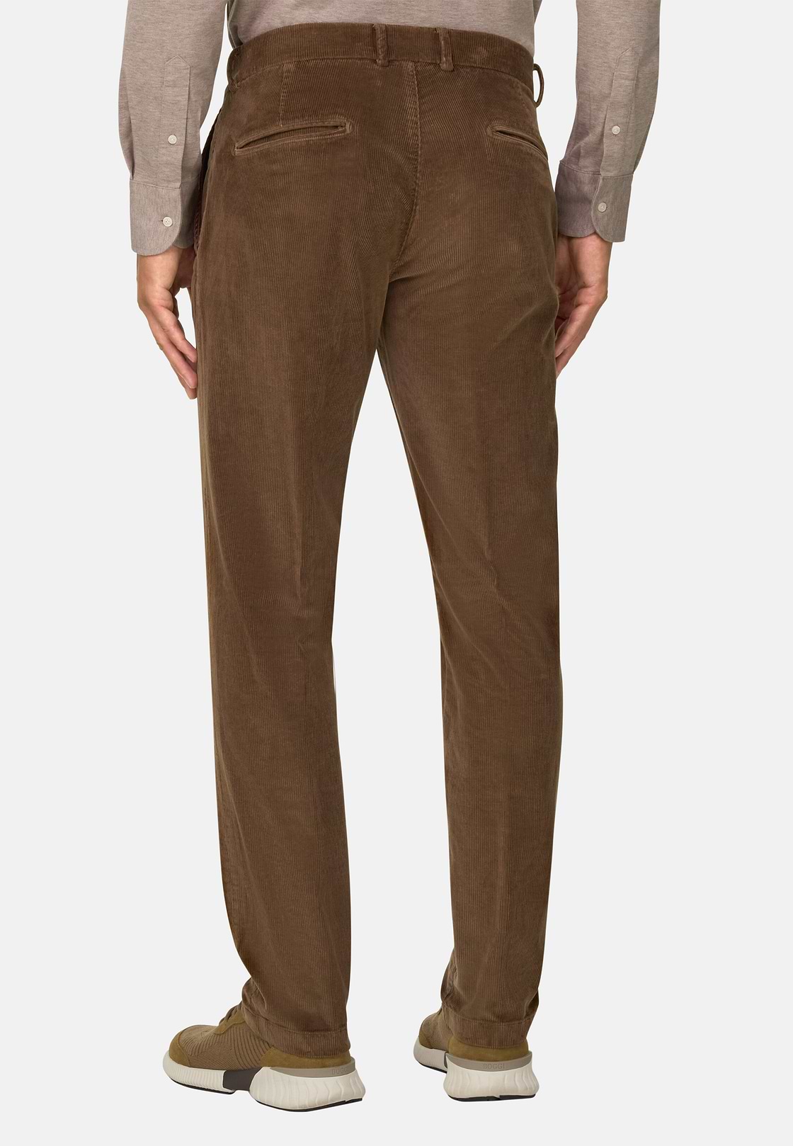 Stretch Velvet Trousers, Brown, hi-res, 5