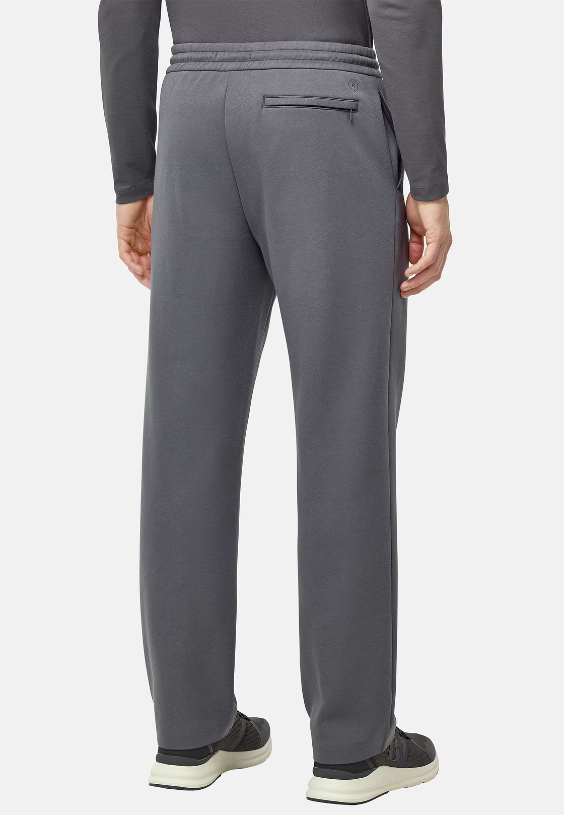Cotton Blend Fleece Trousers, Charcoal, hi-res