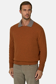 Crew Neck Jumper in Wool Blend, Rot, thumb, 1