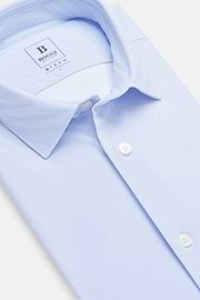 Camisa De Nailon Elástico Corte Slim, Azul claro, hi-res