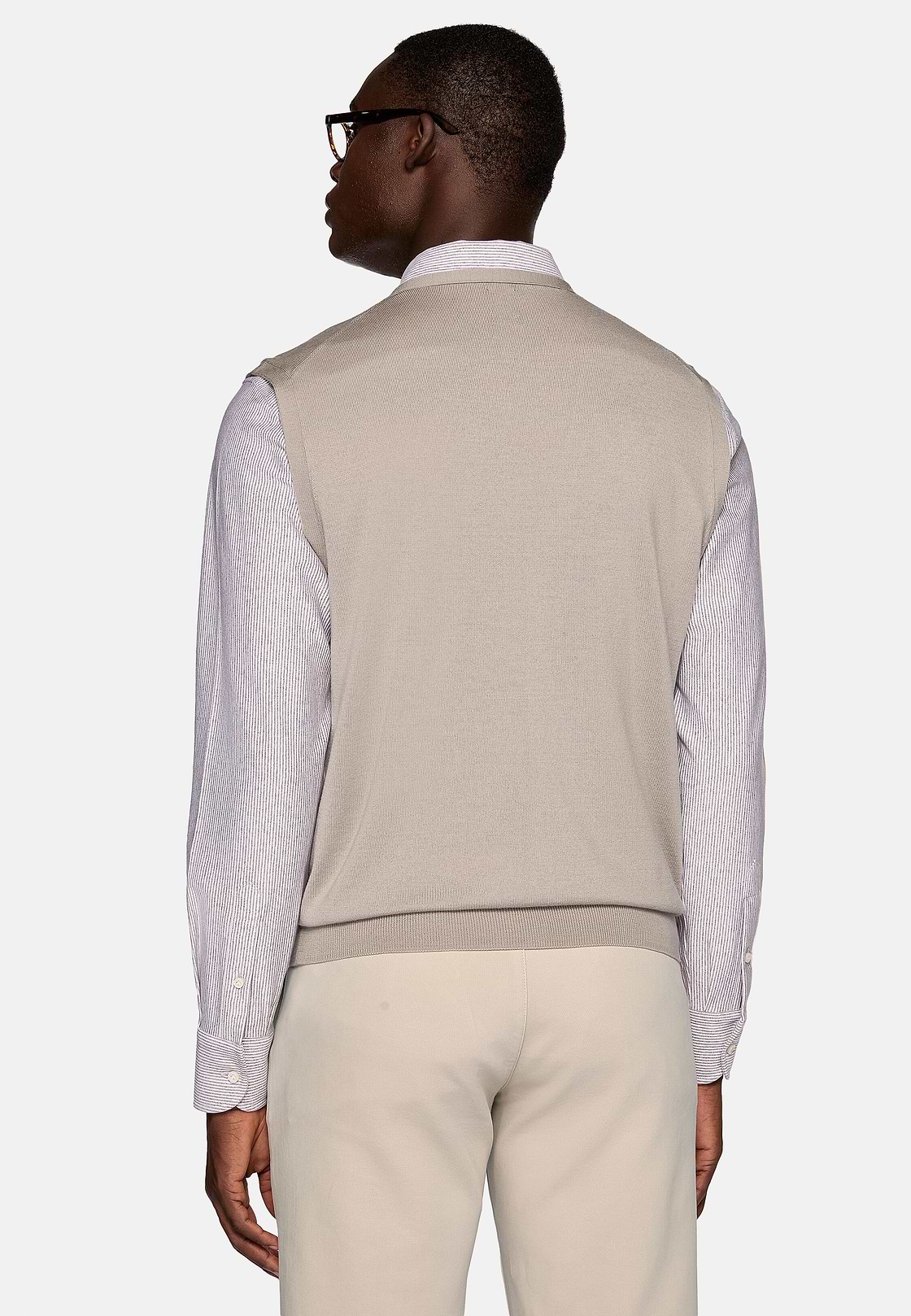 Gilet En Maille Sable En Laine Mérinos, Sable, hi-res