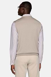 Gilet En Maille Sable En Laine Mérinos, Sable, hi-res