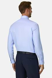 Shirt Houndstooth Cotton Slim Fit, Light Blue, thumb, 6
