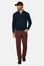 Roll Neck Jumper Quarter-Zip Superfine Merino Wool, Navy blue, thumb, 2