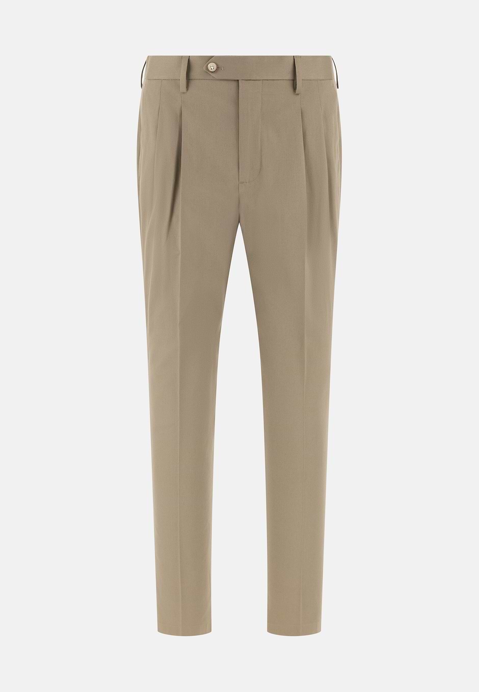 Pantaloni In Cotone Tencel Elasticizzato, Taupe, hi-res