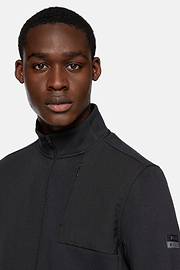 Sweat-Shirt Full Zip En Mélange Coton Et Scuba Léger, Charbon, hi-res