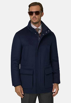 Car Coat Padded in Wool Cashmere