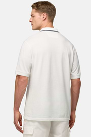 Cotton Piqué Polo Shirt, White, hi-res