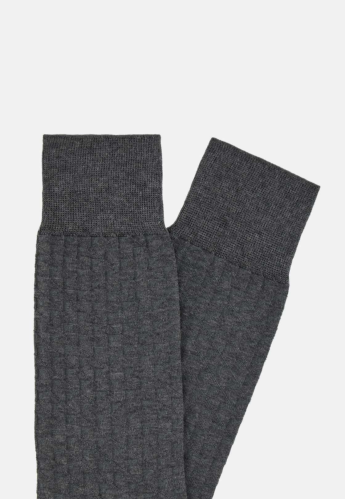Cotton Blend Jacquard Socks, Charcoal, hi-res
