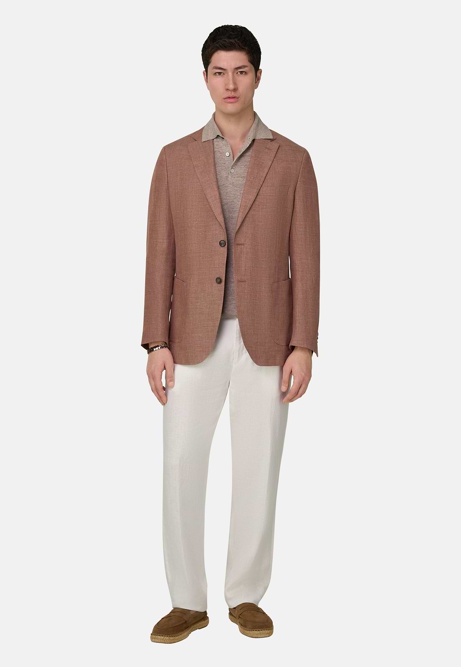 Giacca Melange In Puro Lino, Rouge, hi-res