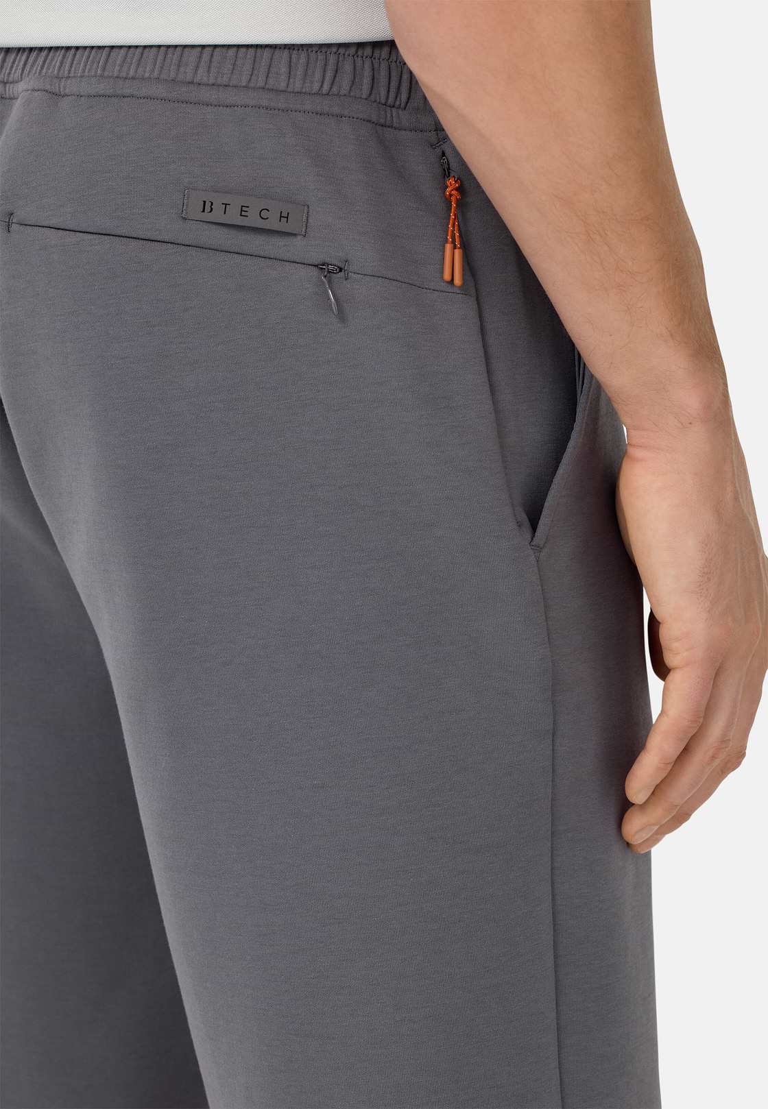 Bermuda Shorts in Lightweight Cotton Blend Scuba, Charcoal, hi-res