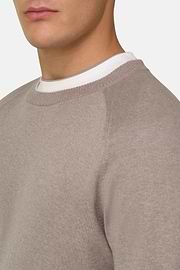 Pull Col Rond En Coton Soie Cachemire, Taupe, thumb, 4