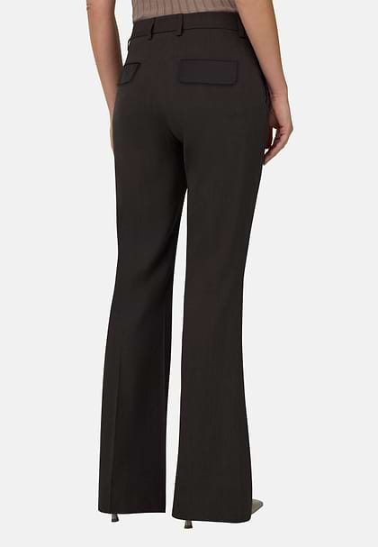 Stretch Linen Blend Trousers, Brown, hi-res
