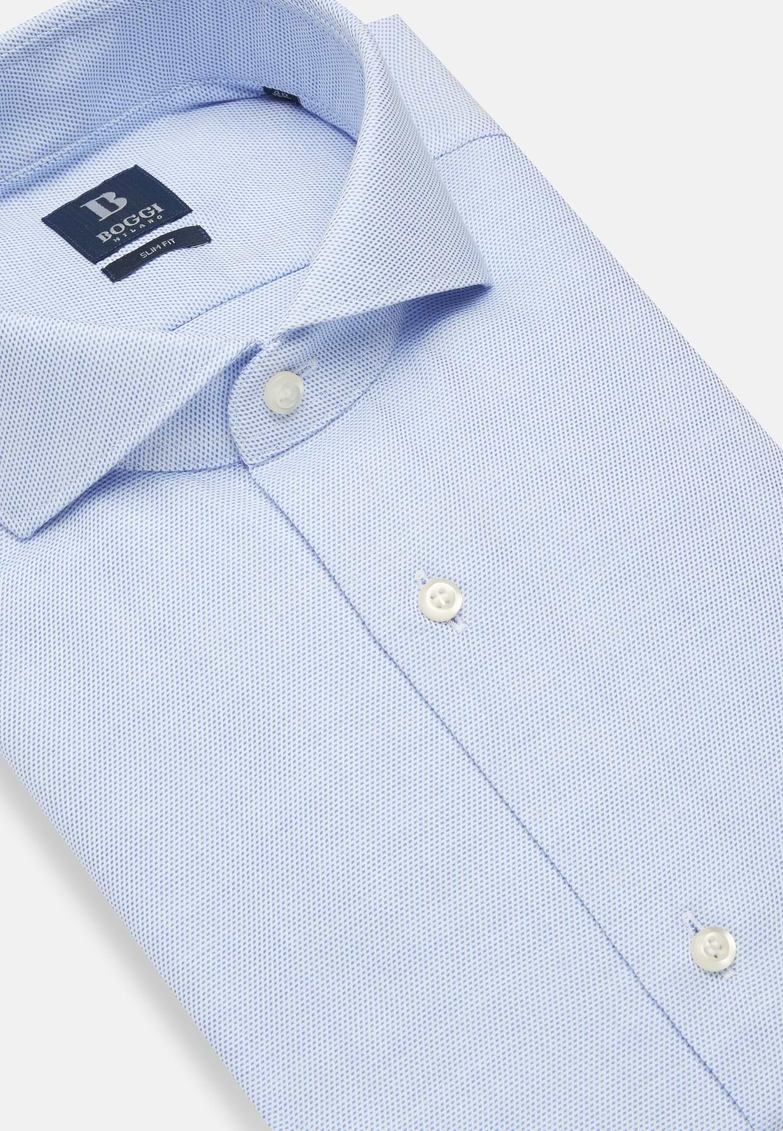 Dobby Napoli Collar Shirt Slim Fit, Light Blue, hi-res