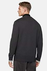 Charcoal Cardigan Van Organisch Katoen Wol, Charcoal, hi-res