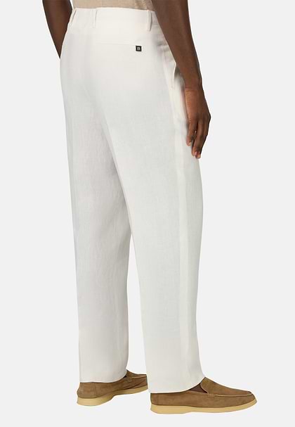 Pantalon En Pur Lin, Blanc, hi-res
