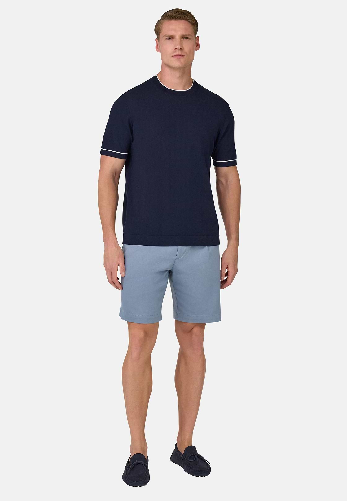 T-shirt En Maille Crêpe De Coton, bleu marine, hi-res