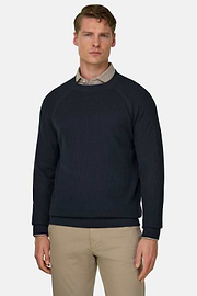 Cotton Crew Neck, Navy blue, thumb, 2
