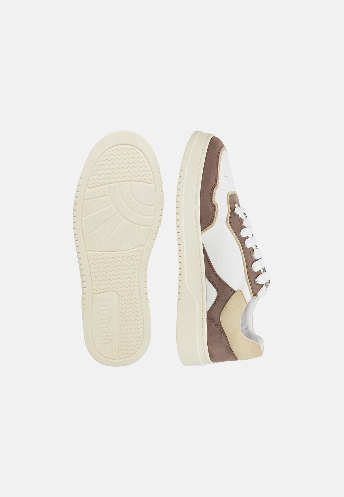 Sneakers En Cuir Mixte, Taupe, hi-res