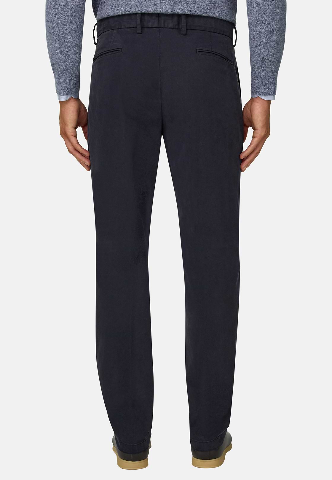 Trousers in Stretch Cotton, Navy blue, hi-res, 5