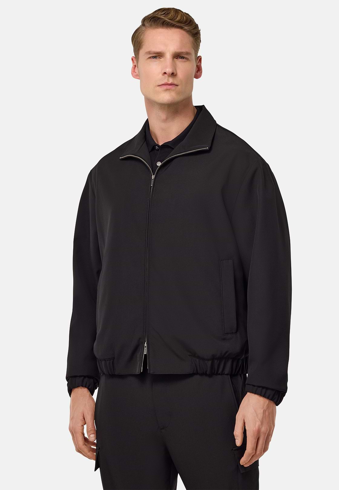 Pure Travel Wool Bomber Jacket, Black, hi-res
