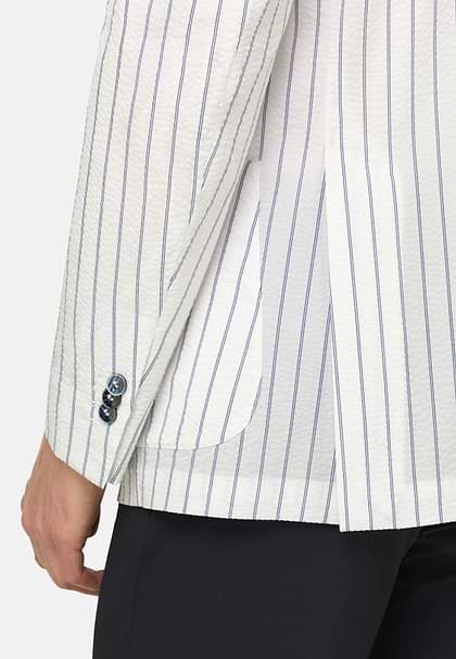 BREEZE | Super-Lightweight Pinstripe Jacket in Stretch Cotton, White, hi-res