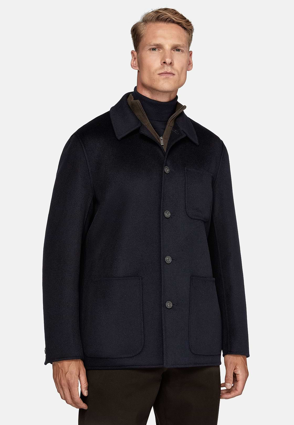 Hemdjacke Work aus Wolle, Navy blau, hi-res