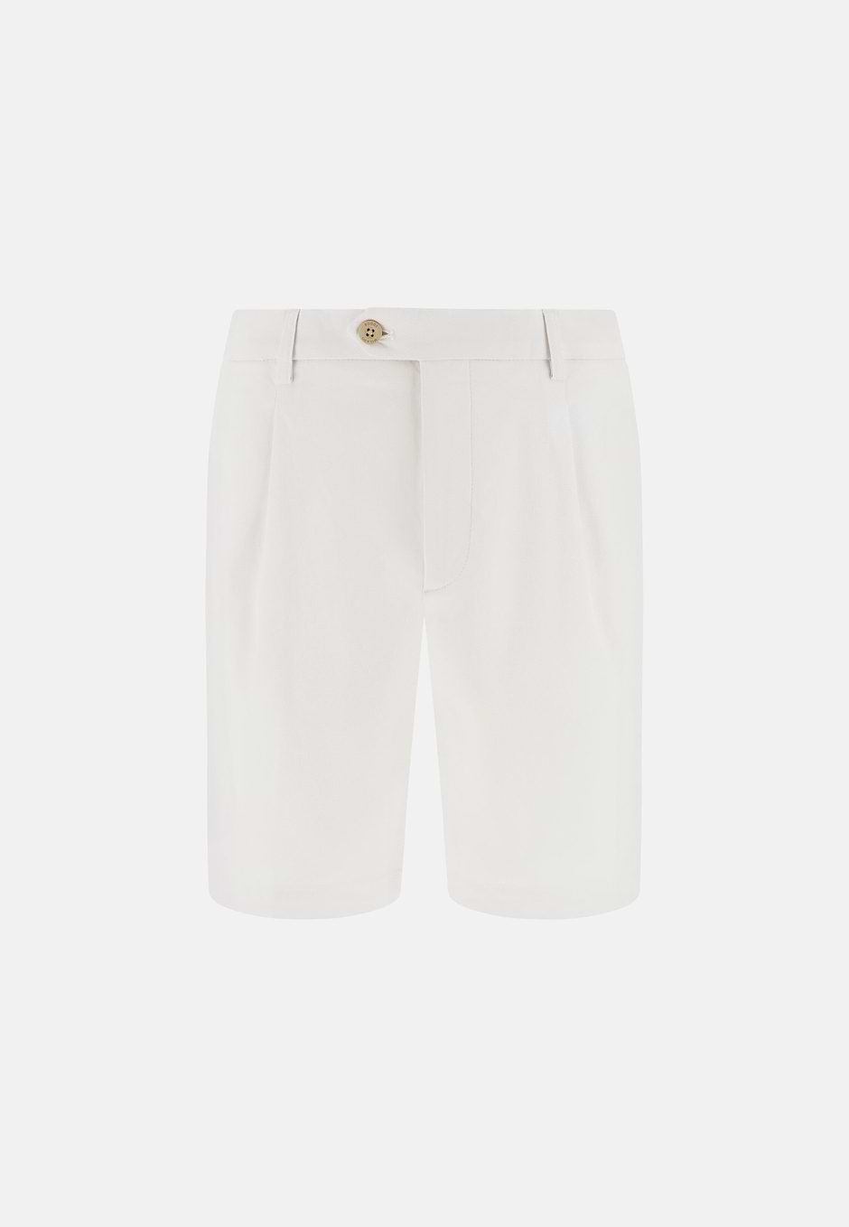 Stretch Cotton and Tencel Bermuda Shorts, White, hi-res