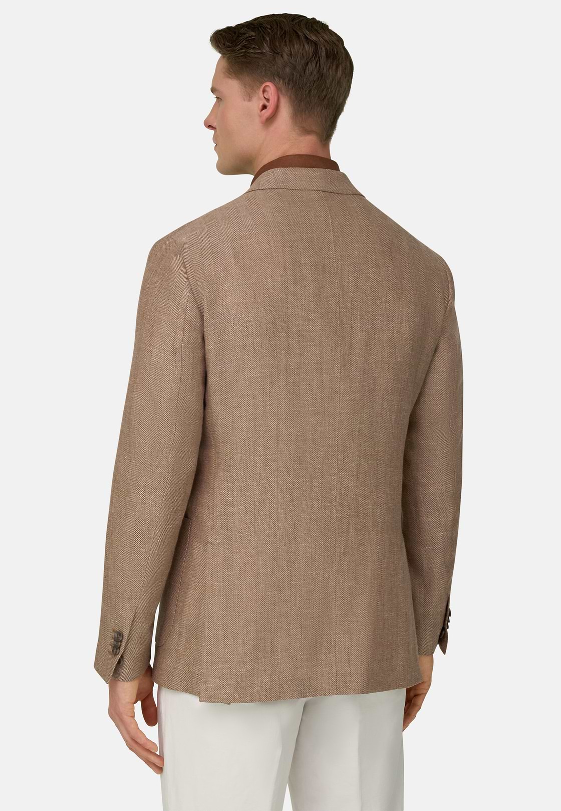 Herringbone Linen and Wool Jacket, Taupe, hi-res, 3