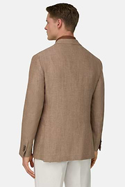 Herringbone Linen and Wool Jacket, Taupe, thumb, 3