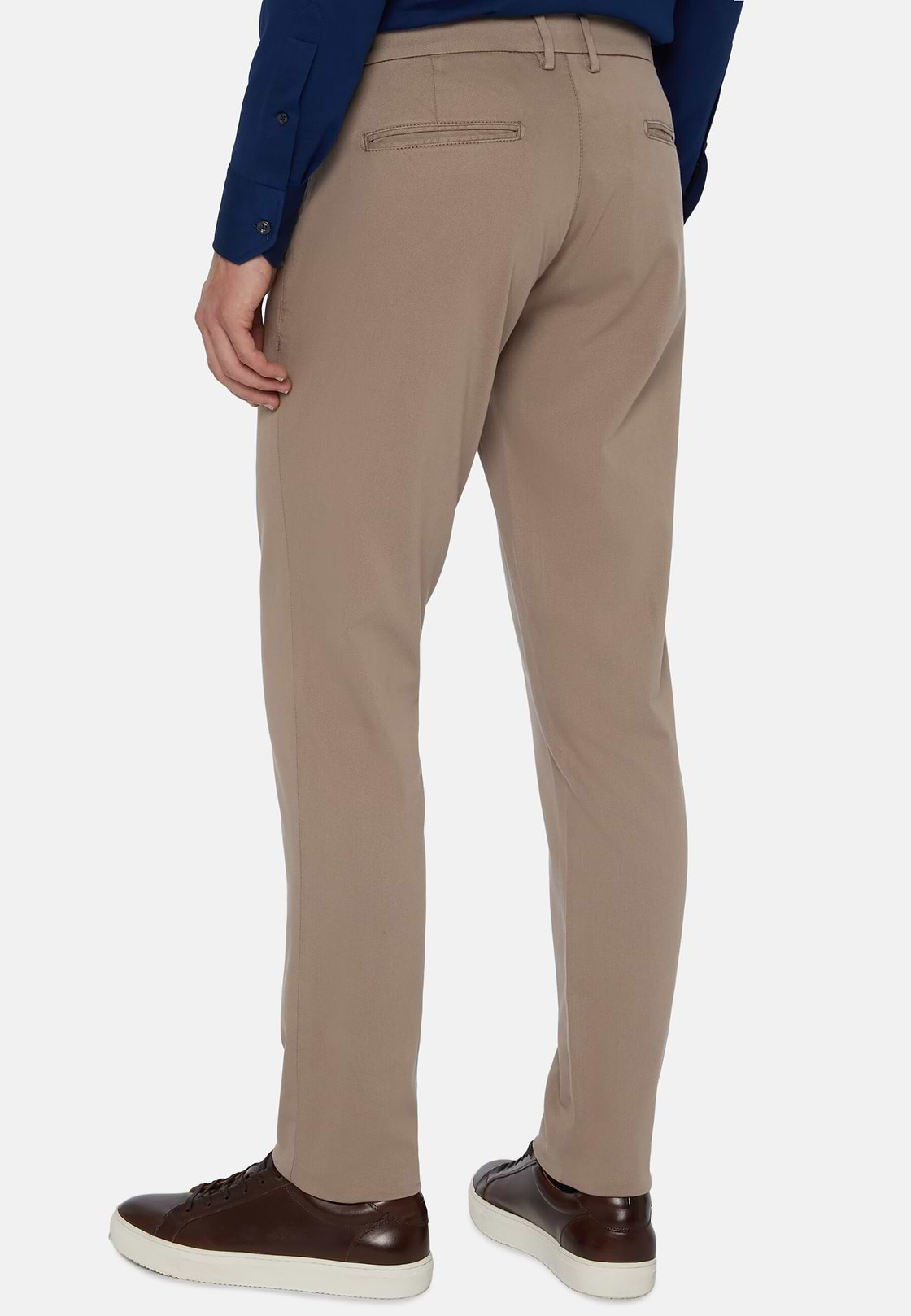 Stretch Cotton/Tencel Trousers, Taupe, hi-res