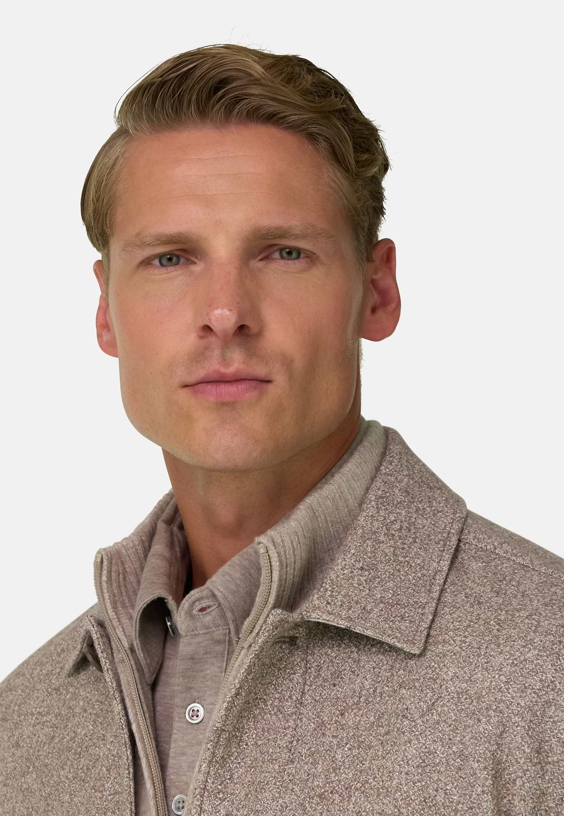 Structured Shacket in Wool Silk Cashmere, Taupe, hi-res, 3