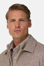 Structured Shacket in Wool Silk Cashmere, Taupe, thumb, 3