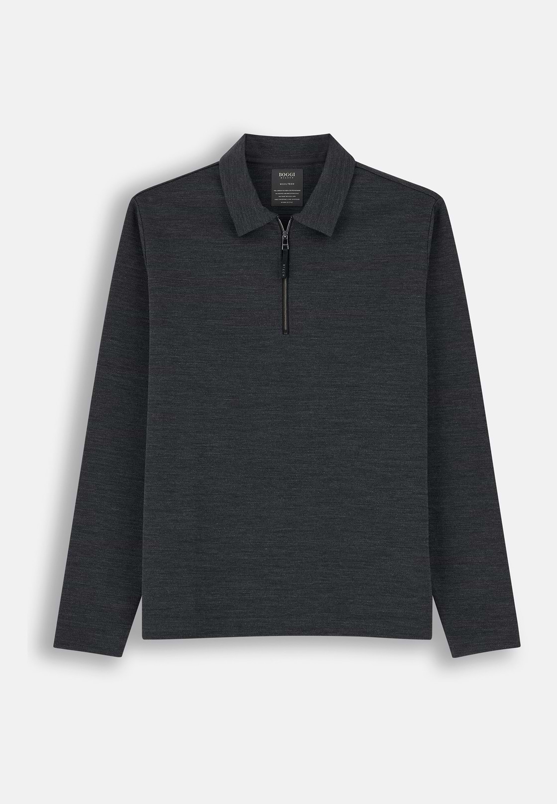 Quarter-Zip Sweatshirt in WOOLTECH Wool Blend Diagonal, Charcoal, hi-res, 5