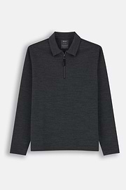 Quarter-Zip Sweatshirt in WOOLTECH Wool Blend Diagonal, Charcoal, thumb, 5