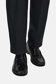 Brushed Leather Loafers, Black, thumb, 2